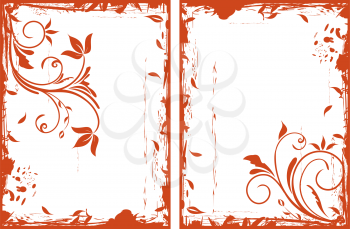 Illustration autumn grunge floral frames - vector