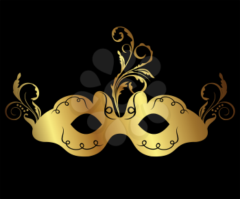 Illustration gold floral carnival mask isolated - vector