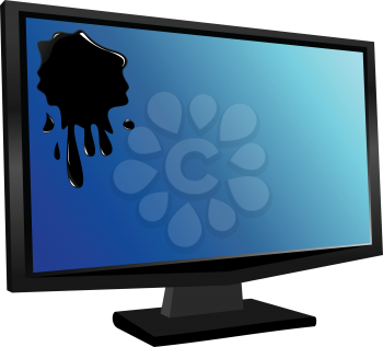 Illustration of stain ink blob and droplet on TFT display - vector