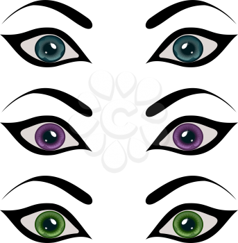 Illustration set female eyes isolated - vector