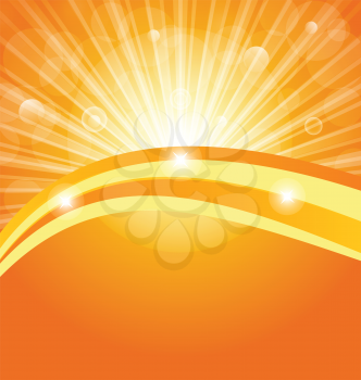 Illustration abstract background with sun light rays - vector
