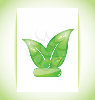 Illustration green nature leaves on sheet - vector