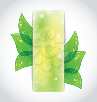 Illustration green leaves sticking out of the cut paper - vector