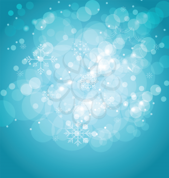 Illustration Christmas abstract background with snowflakes - vector