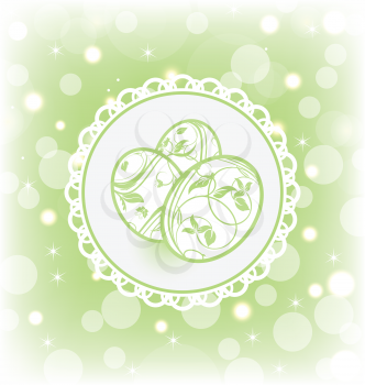 Illustration Easter card with ornate eggs - vector