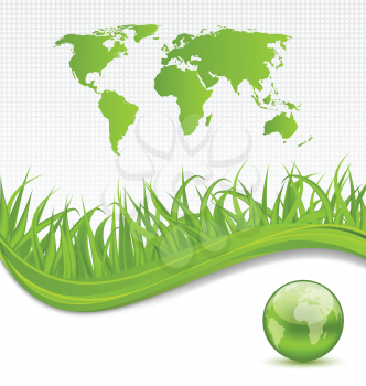 Illustration nature brochure with global planet and grass - vector