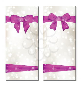 Illustration set of cute cards with gift bows - vector