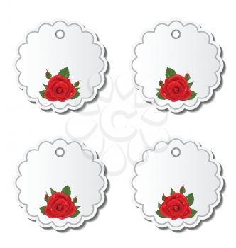 Illustration set of beautiful cards with red roses - vector