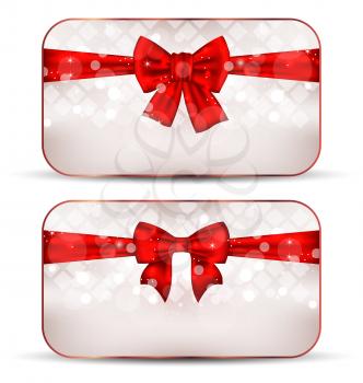 Illustration Christmas cards with gift bows - vector
