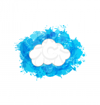 Illustration grungy frame with cloud isolated on white background - vector