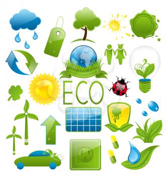 Illustration set of green ecology icons (2) - vector
