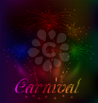 Illustration colorful fireworks background for Carnival party - vector