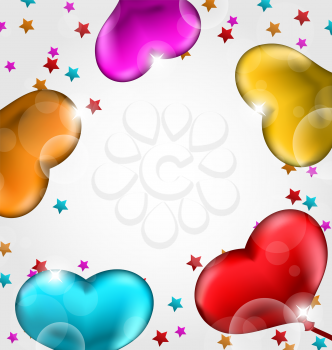 Illustration collection glossy hearts balloons for Valentine Day - vector