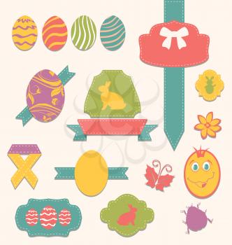 Illustration Easter scrapbook set - labels, ribbons and other elements (2) - vector