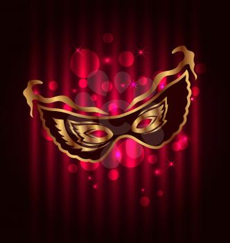 Illustration carnival or theater mask on glowing background - vector