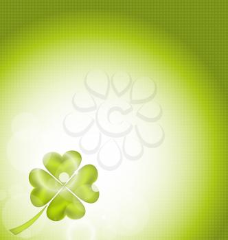 Illustration nature background with four-leaf clover for St. Patrick's Day - vector