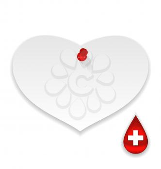 Illustration donate blood save life, paper memo - vector