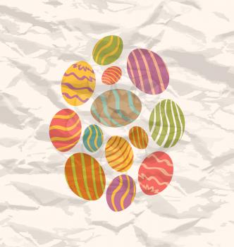 Illustration set Easter eggs, vintage celebration background - vector