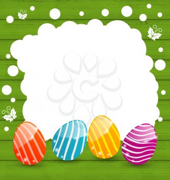 Illustration holiday card with Easter colorful eggs - vector