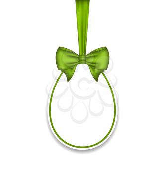 Illustration Easter paschal egg with green bow, isolated on white background - vector