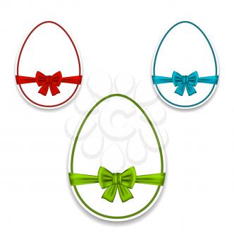 Illustration Easter set eggs wrapping colorful bows - vector