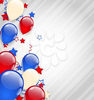 Illustration american background with colorful balloons for 4th of July - vector