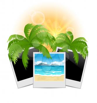 Illustration summertime background with set photo frames - vector