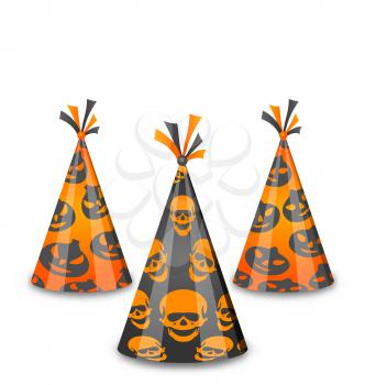 Illustration Halloween party hats isolated on white background - vector