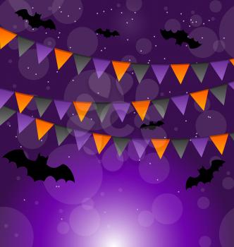 Illustration Halloween background with hanging flags - vector