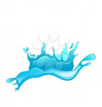 Illustration blue water splash crown isolated on white background - vector