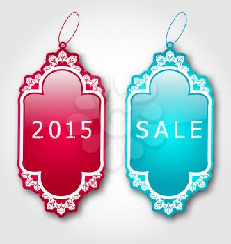 Illustration Christmas colorful discount labels with shadows - vector