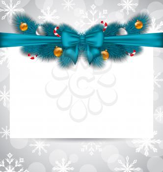 Illustration greeting elegant invitation with Christmas decoration - vector