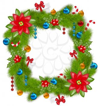 Illustration Christmas frame with traditional elements, place for your text - vector
