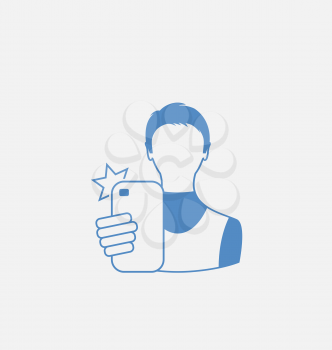 Illustration Selfie Guy on Smartphone, Isolated on White Background, Logo of Selfie - Vector