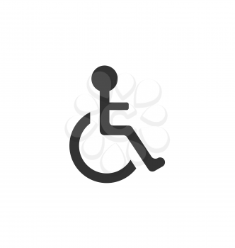 Illustration Pictogram of Disabled in Wheelchair, Isolated on White Background- Vector
