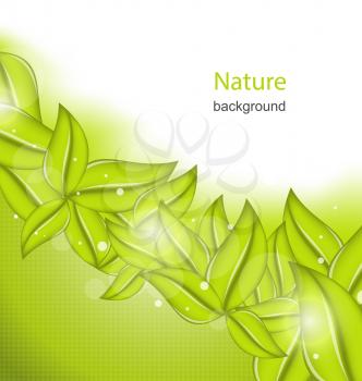Illustration Nature Background with Eco Green Leaves - Vector