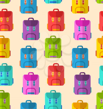 Illustration Seamless Pattern with Colorful School Rucksacks or Touristic Backpacks - Vector