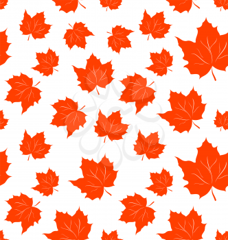 Illustration Autumnal Maple Leaves, Seamless Background - Vector