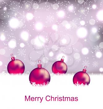 Illustration Shimmering Card with Balls For Merry Christmas - Vector