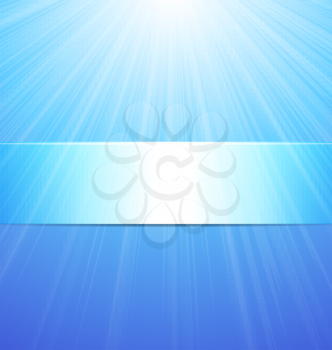 Abstract Blue Sun Background with Place for Text - vector