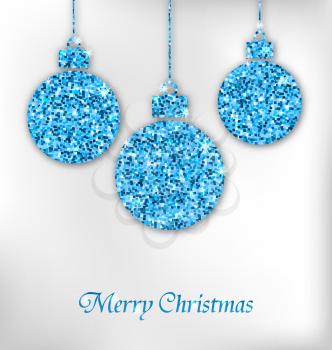 Illustration Christmas Balls with Sparkle Surface for Celebration Card - Vector