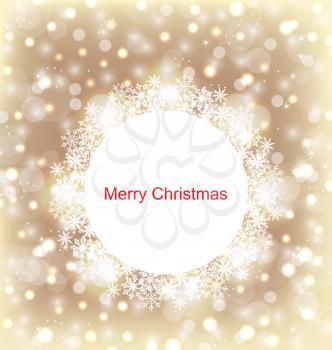 Illustration Christmas Round Frame Made in Snowflakes on Elegant Glowing Background - Vector
