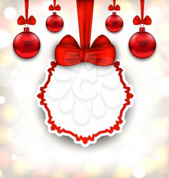 Illustration Merry Christmas Background with Celebration Card and Glass Balls - Vector