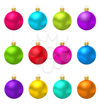 Illustration collection colorful Christmas Glass Balls - Vector