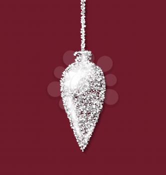 Christmas tree icicle red backdrop made from white hoarfrost particles - vector