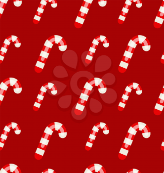 Seamless Christmas red pattern striped cane - vector