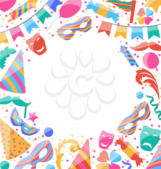Frame Celebration background with carnival stickers and objects - vector