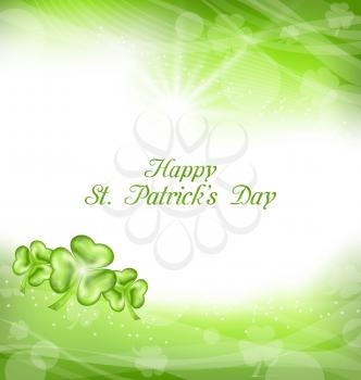 Illustration Abstract Light Background with Green clovers for St. Patrick Day - Vector