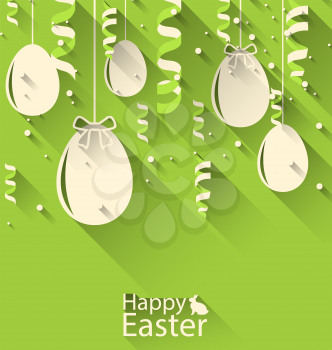 Illustration Easter background with eggs and serpentine, trendy flat style - Vector