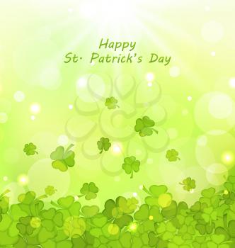 Illustration Glowing Background with Clovers for St. Patrick's Day - Vector